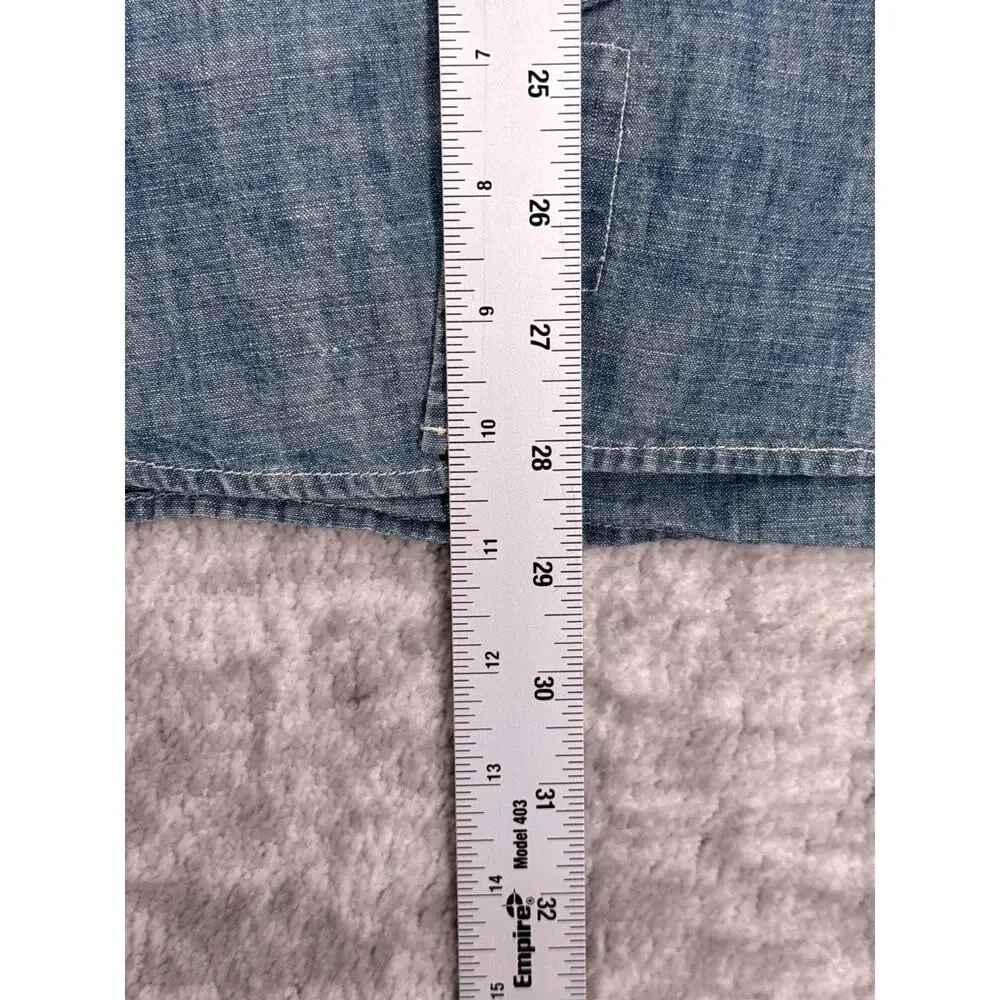 Vintage J Crew Shirt Small Mens Blue Chambray Selvedge Work Shirt